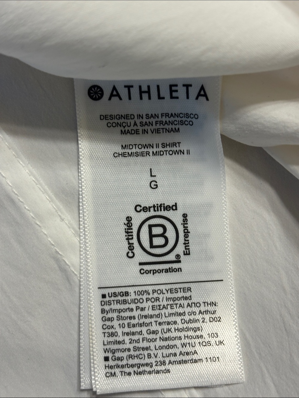 ATHLETA Midtown II Shirt White Button Down Large - Picture 10 of 10